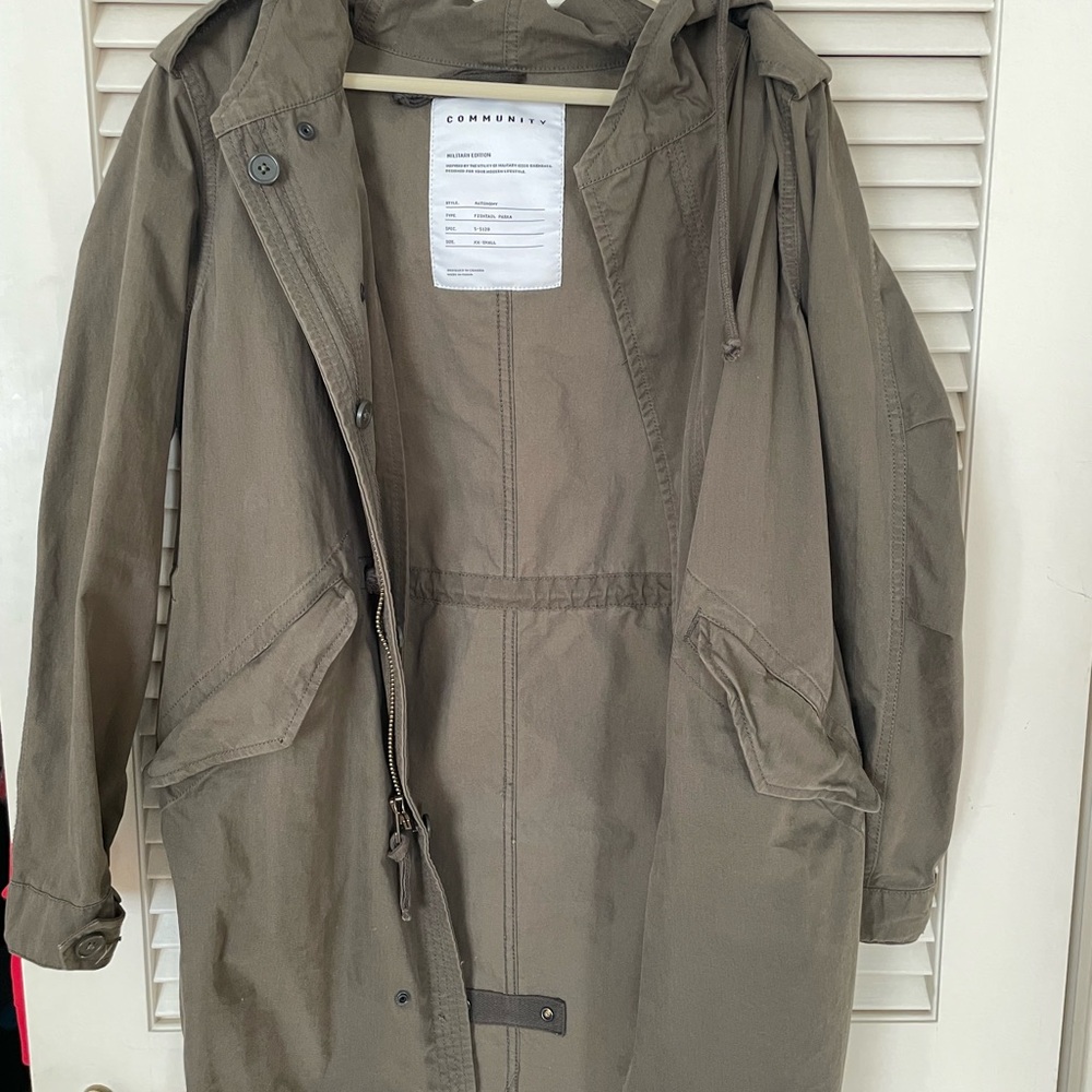 Green khaki military fishtail jacket Aritzia